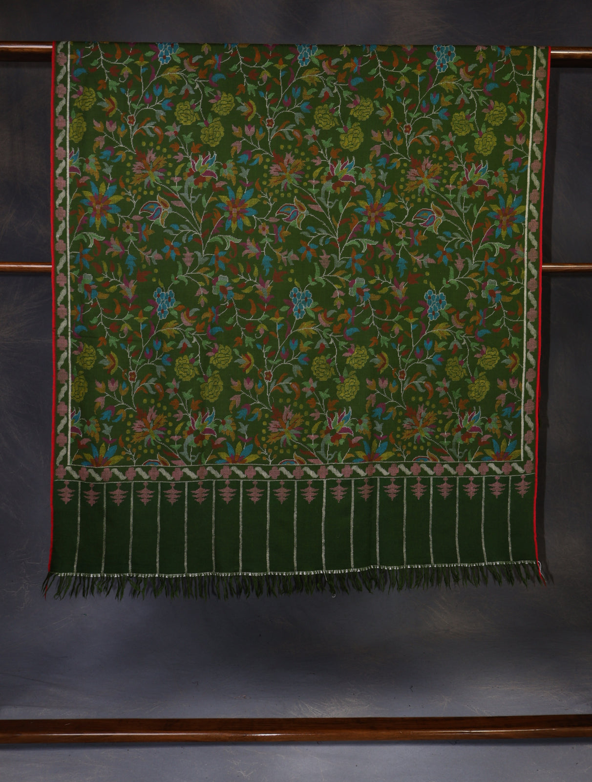 Green Kani floral Pashmina Shawl