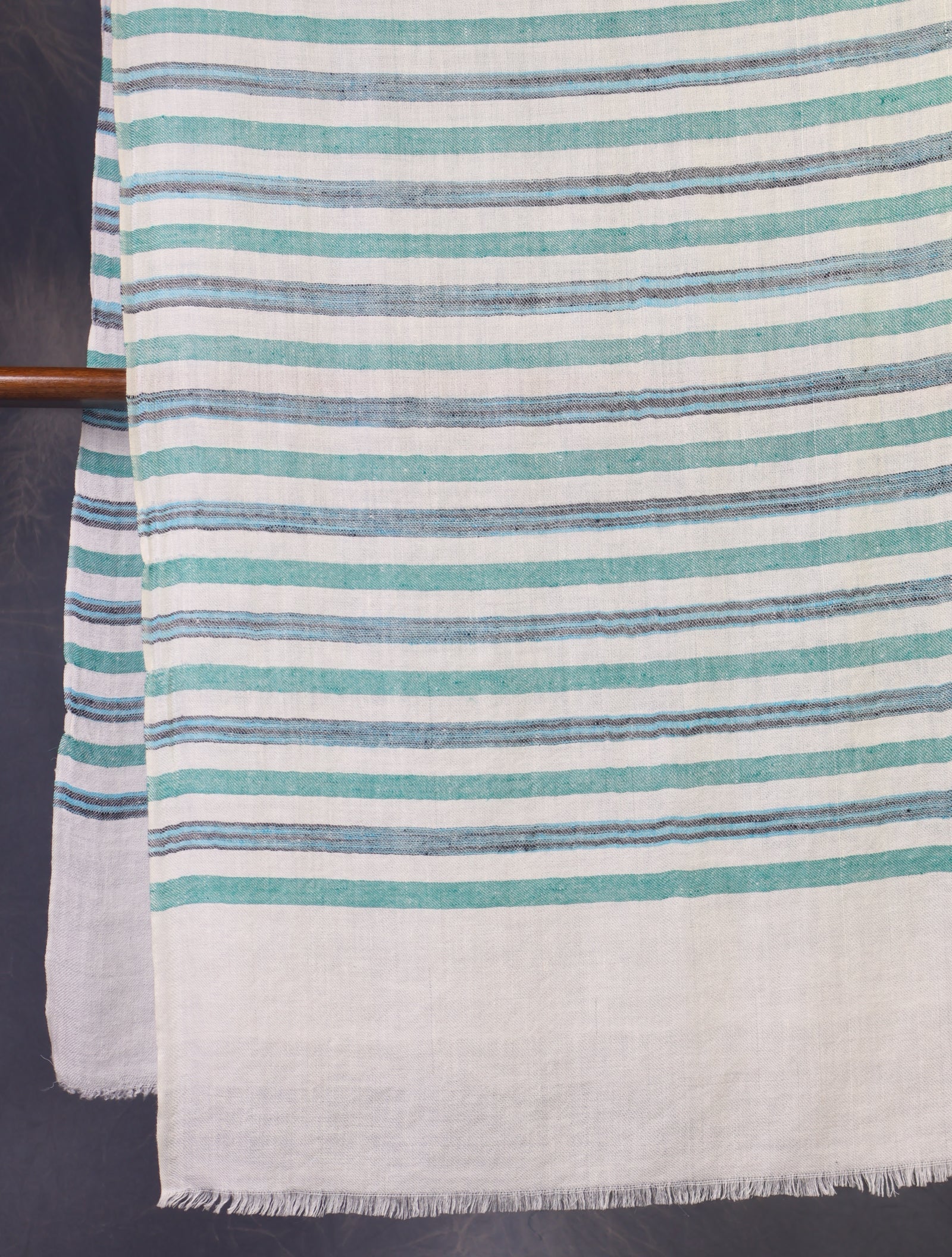 Ivory Base Multicolor Striped Handwoven Cashmere Pashmina Scarf