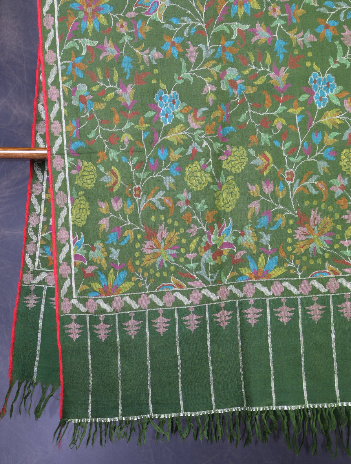 Green Kani floral Pashmina Shawl