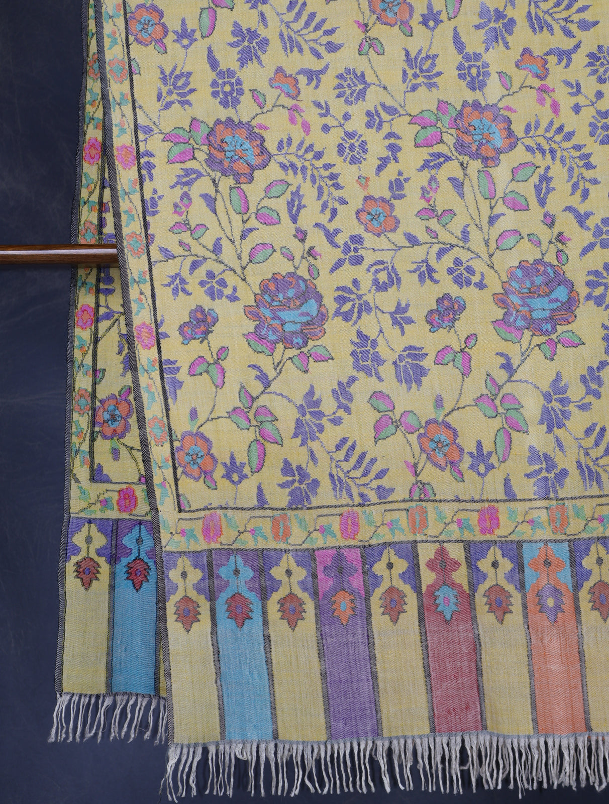 Lemon Kani floral Pashmina Shawl
