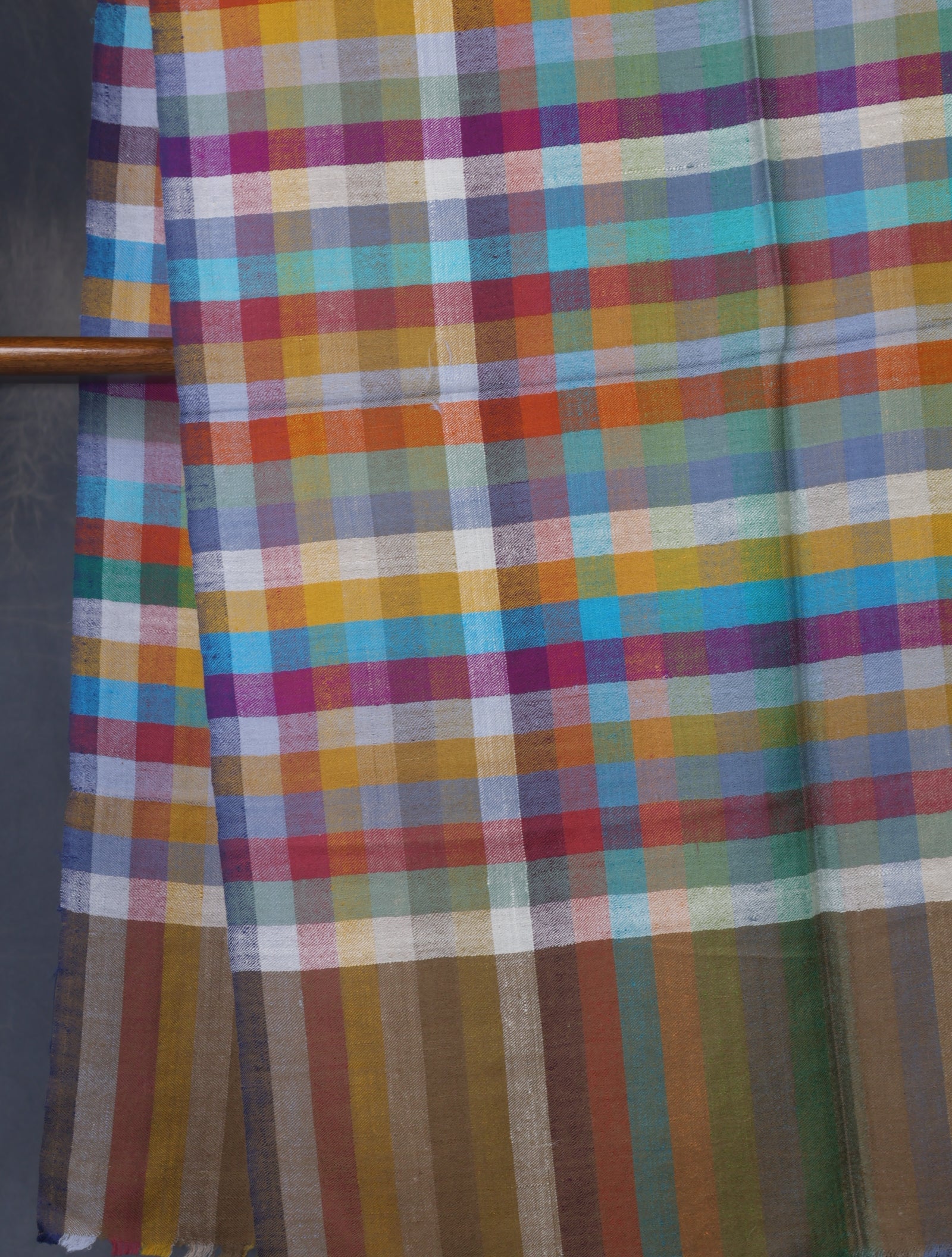 Multi Color Check handwoven Cashmere Pashmina Scarf