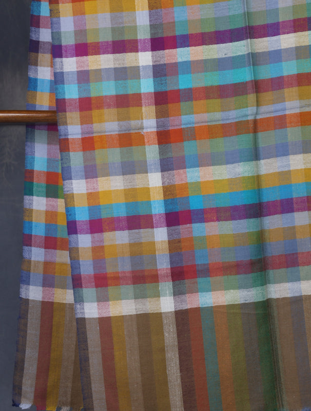 Multi Color Check handwoven Cashmere Pashmina Scarf