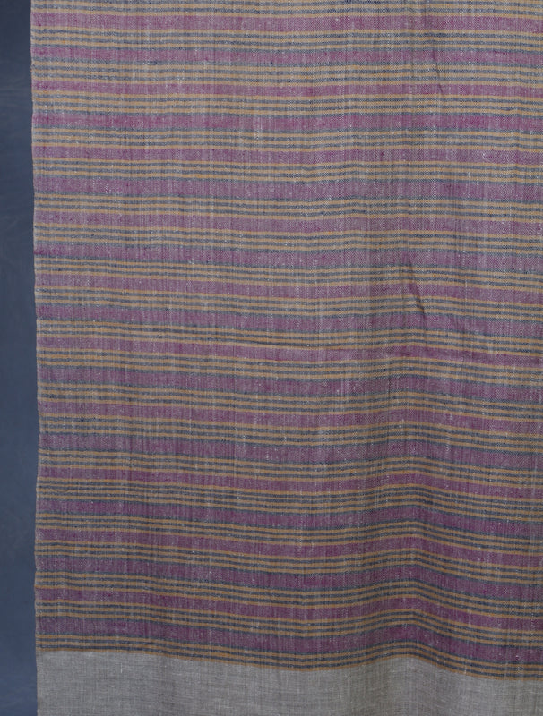 Natural Border Striped Handwoven Cashmere Pashmina Scarf