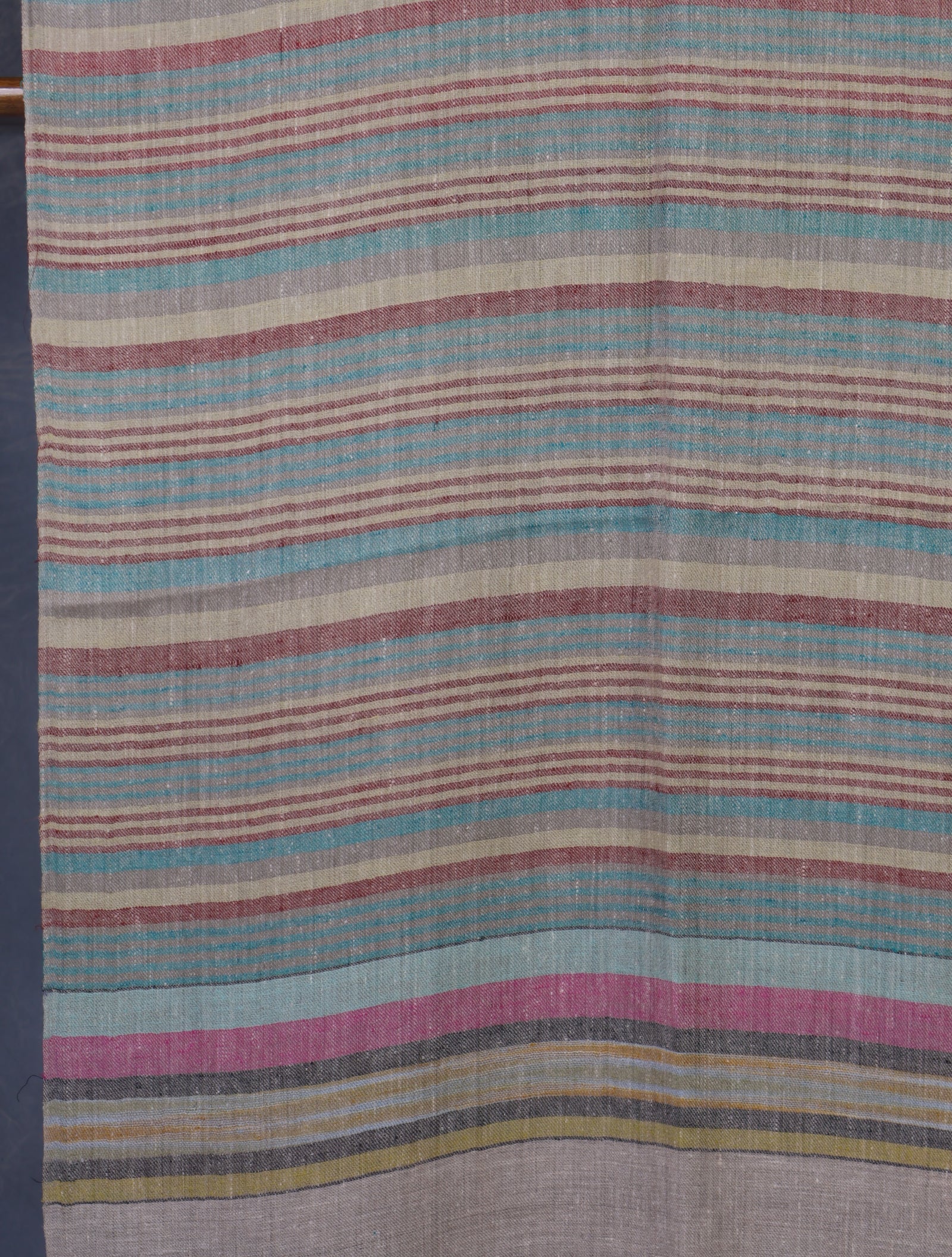 Natural Border Striped Handwoven Cashmere Pashmina Scarf