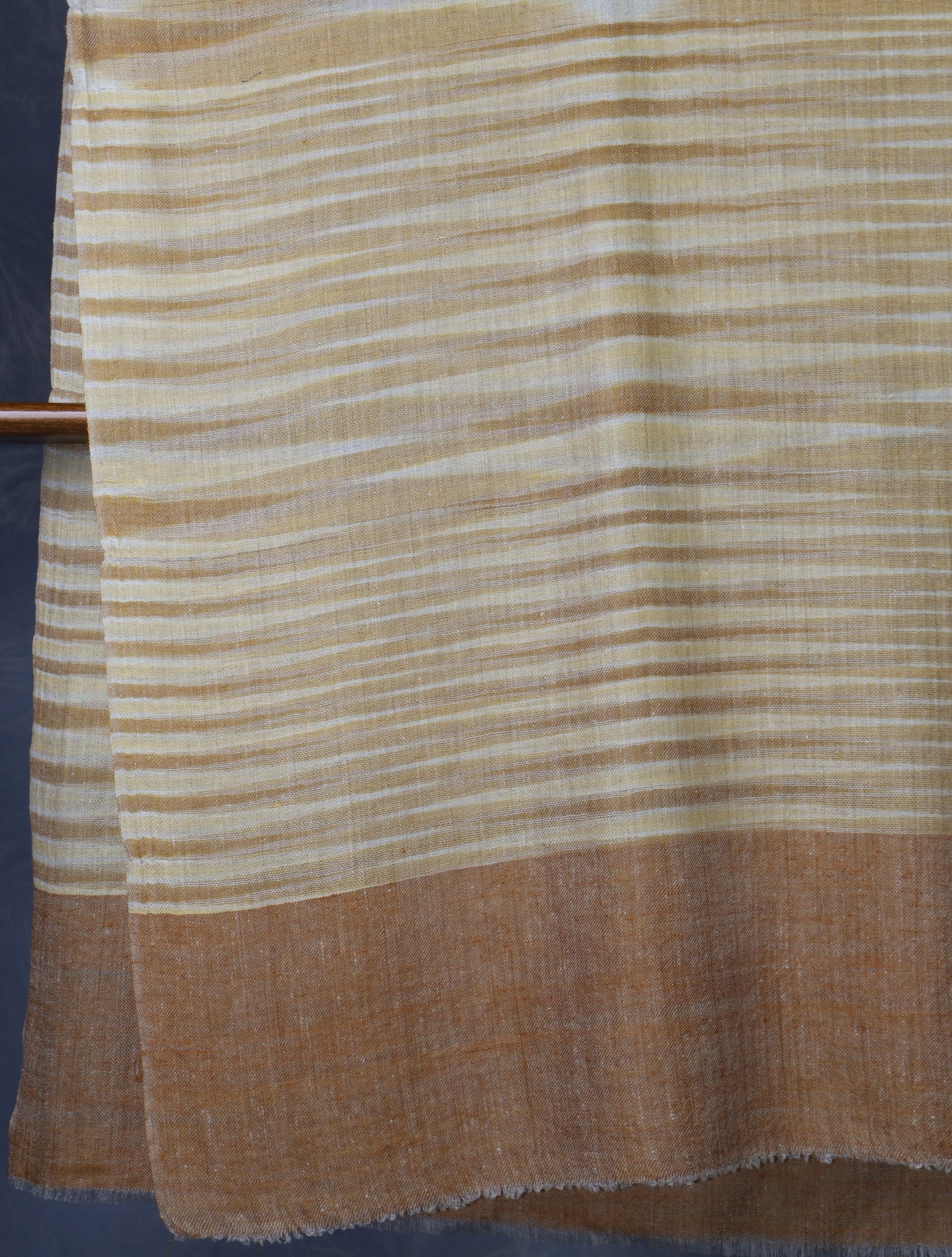 Mustard Striped Handwoven Cashmere Pashmina Scarf