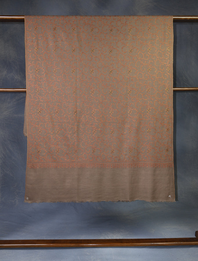 Natural Color Jali Embroidery Cashmere Pashmina Shawl