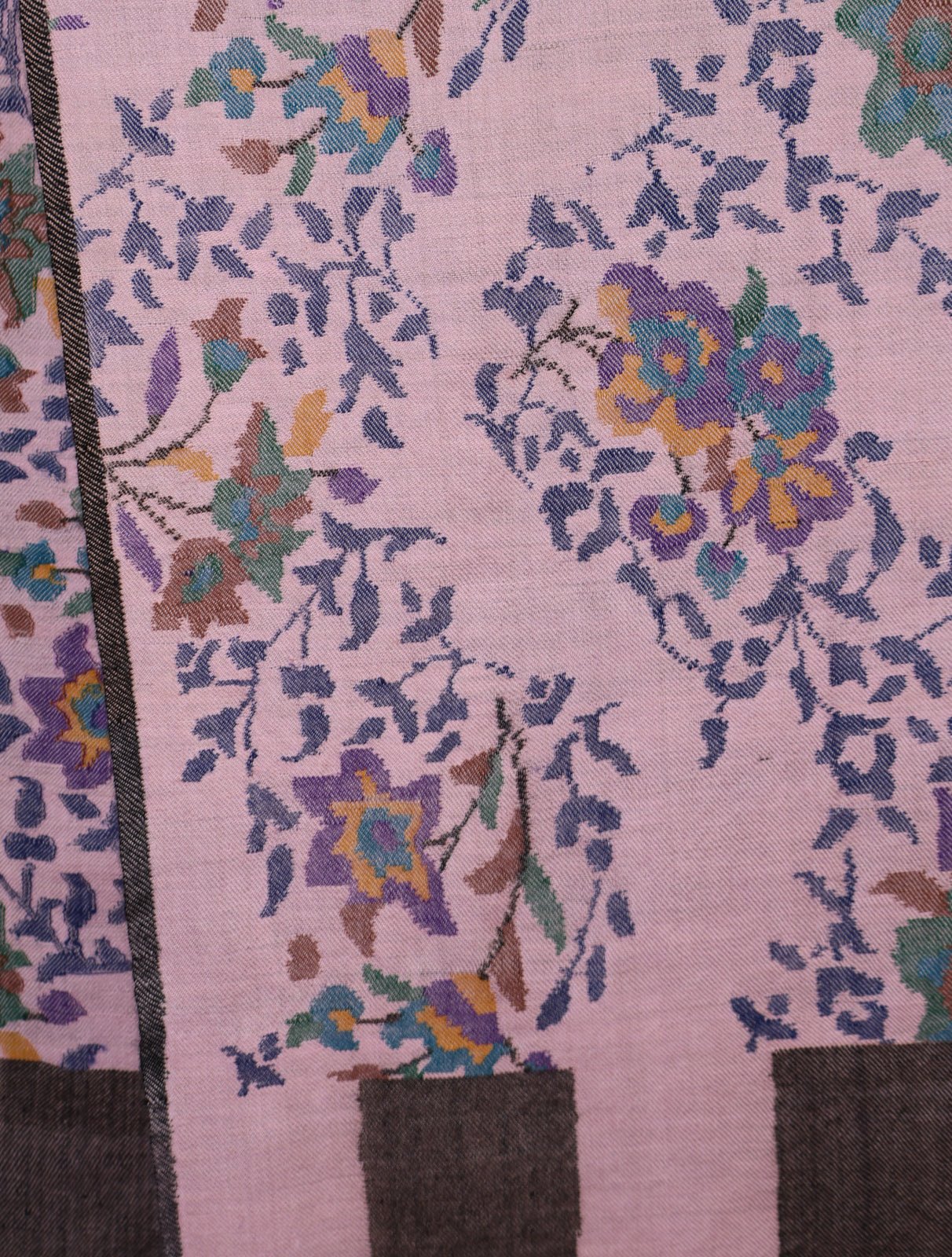 Blush Pink Kani Floral Pashmina Shawl
