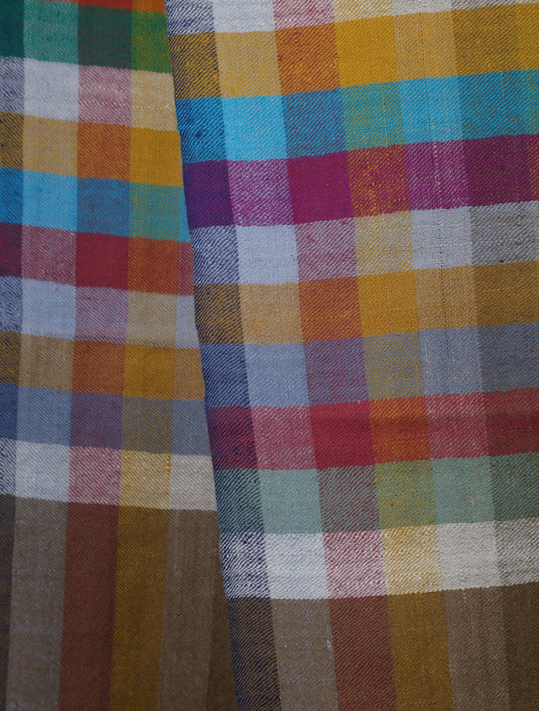 Multi Color Check handwoven Cashmere Pashmina Scarf