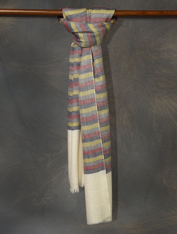 Multicolor Striped Handwoven Cashmere Pashmina Scarf