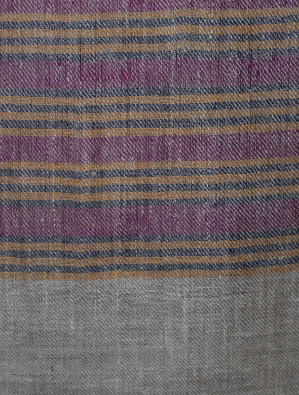Natural Border Striped Handwoven Cashmere Pashmina Scarf