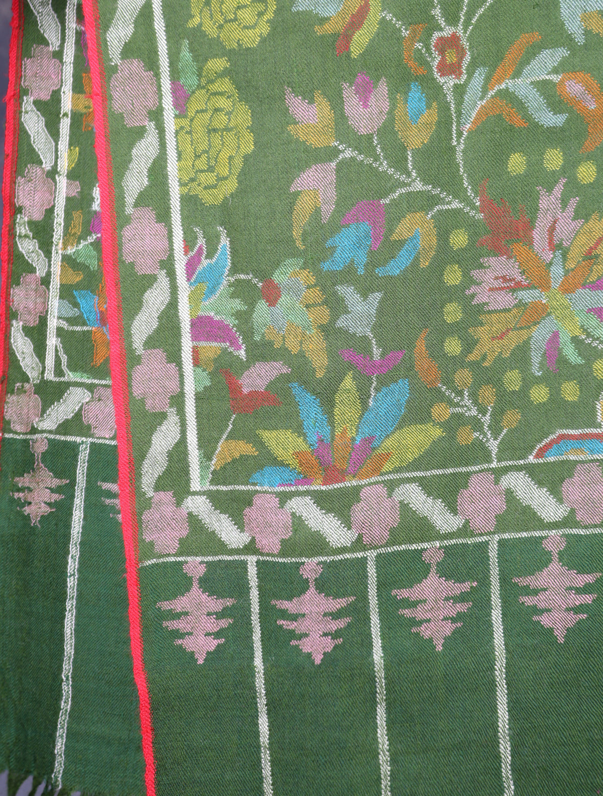 Green Kani floral Pashmina Shawl