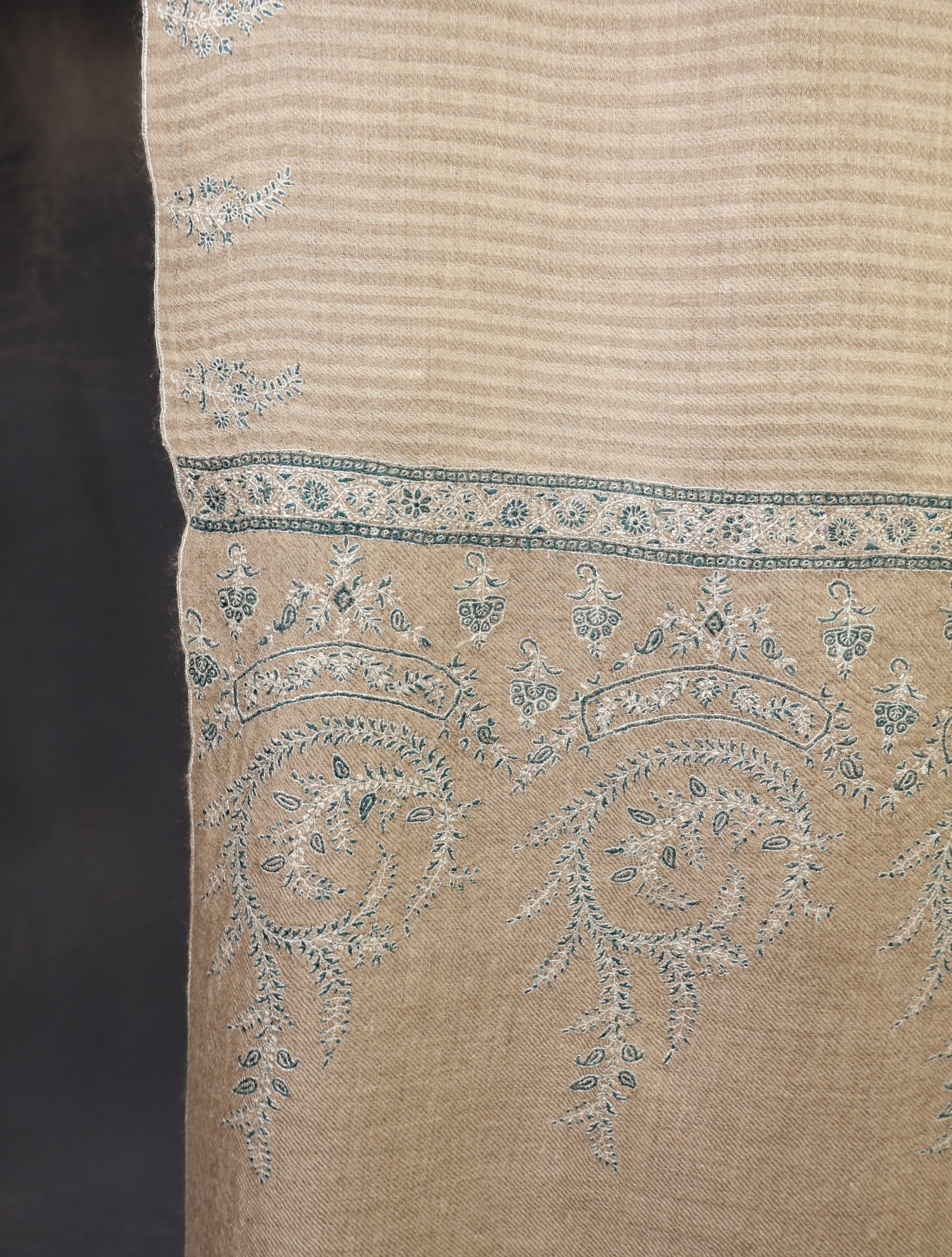 3 yard Natural Striped Embroidery Cashmere Pashmina Shawl