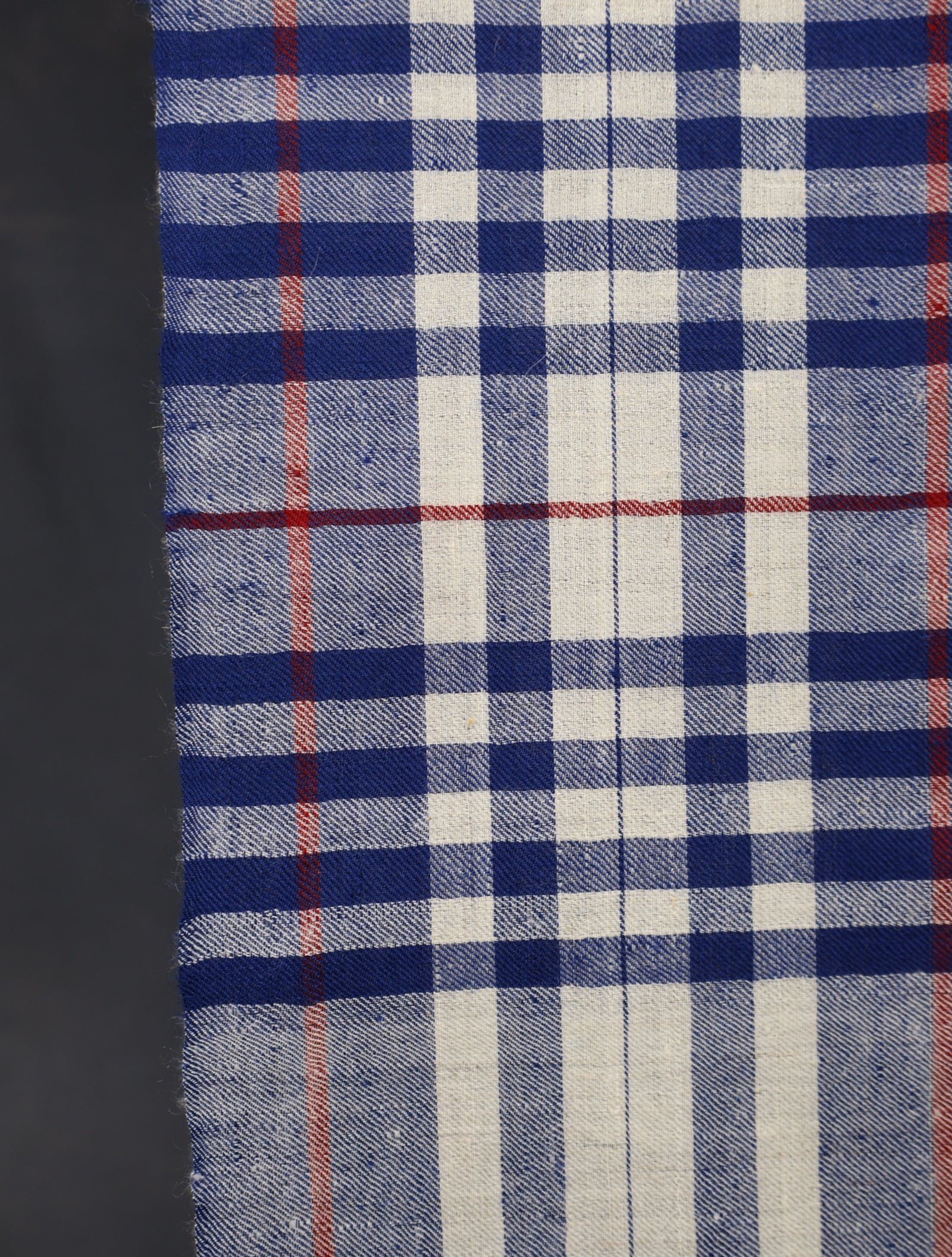 Ivory And Blue Checked Handwoven Cashmere Pashmina Shawl