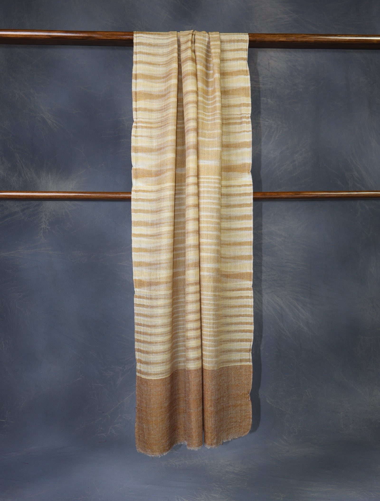 Mustard Striped Handwoven Cashmere Pashmina Scarf