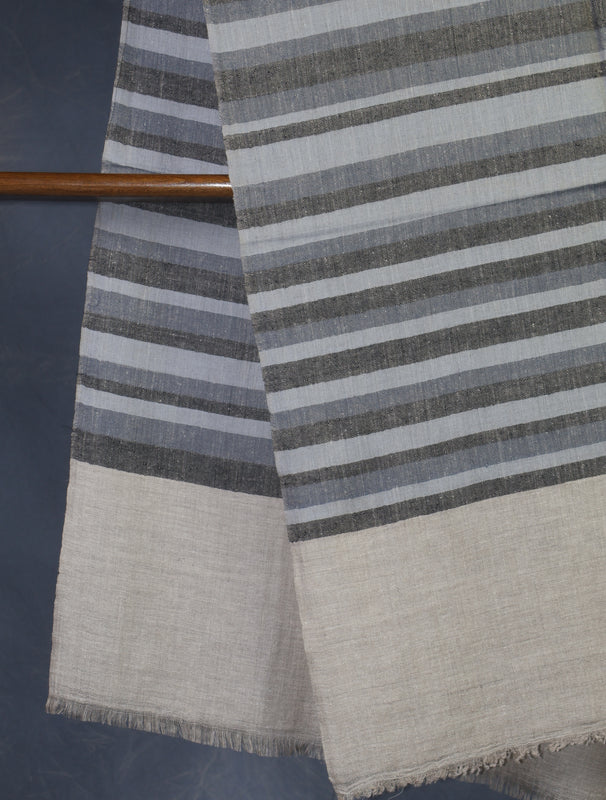 Natural Ivory Striped handwoven Cashmere Pashmina Shawl