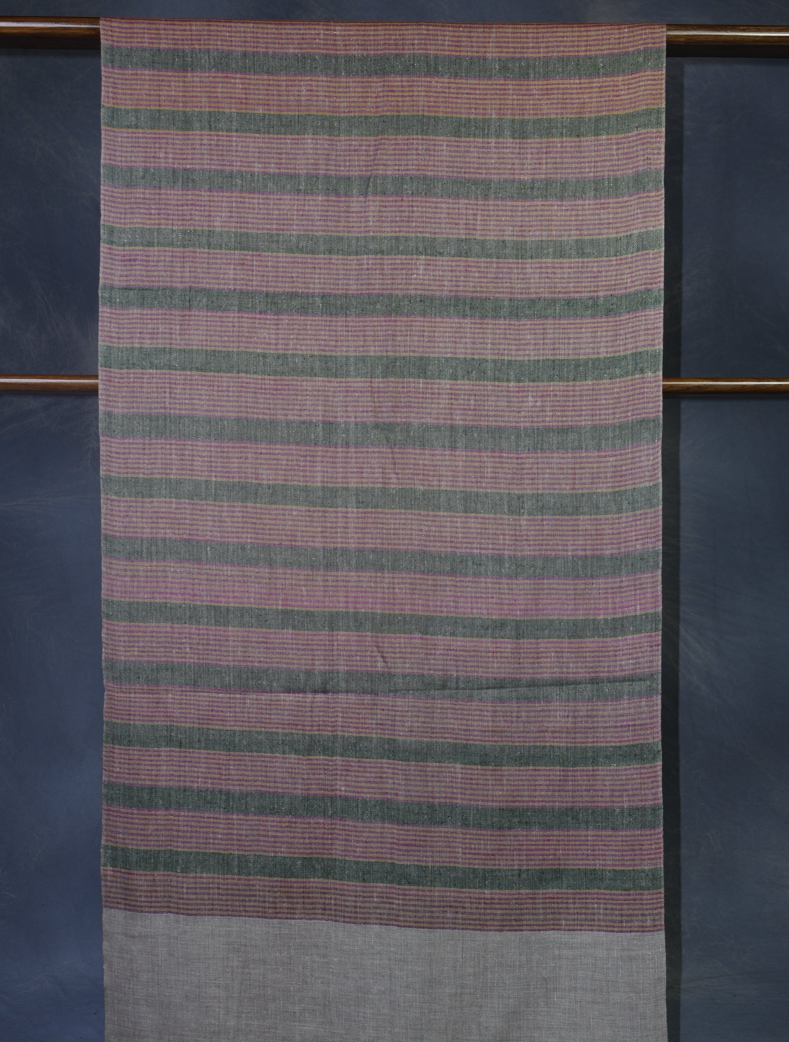 Natural Border Striped Handwoven Cashmere Pashmina Scarf