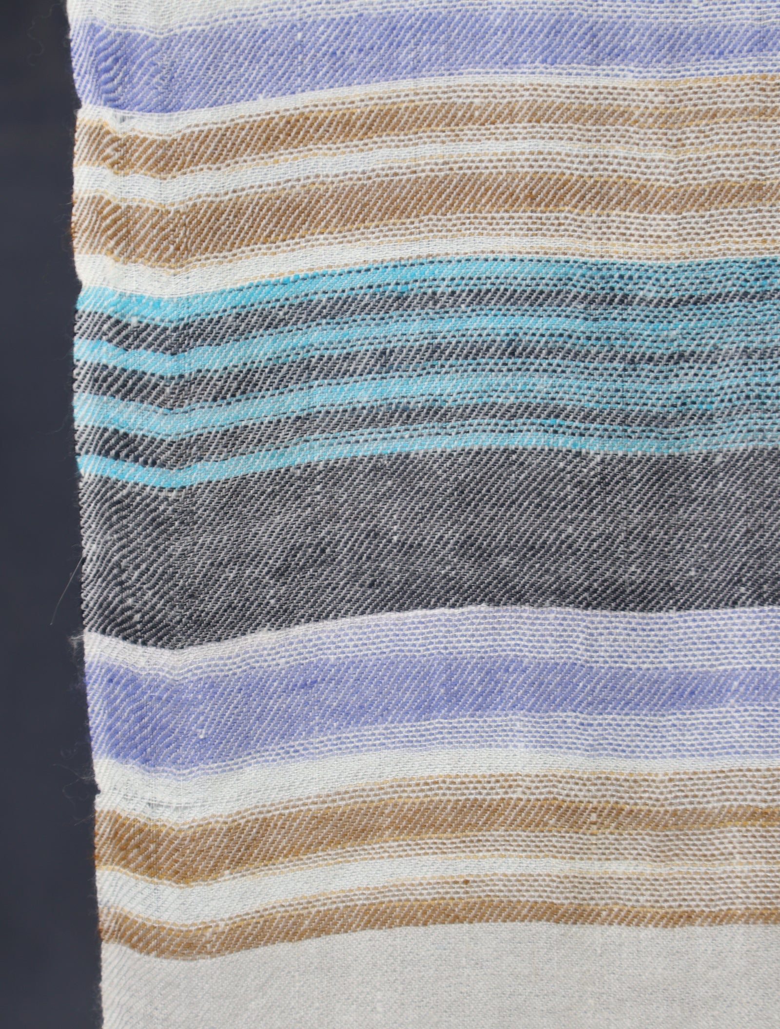 Ivory Base Multicolor Striped Handwoven Cashmere Pashmina Scarf