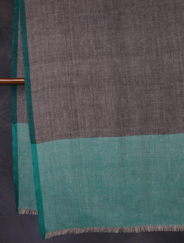 Black Base and Green Border Handwoven Cashmere Pashmina Shawl