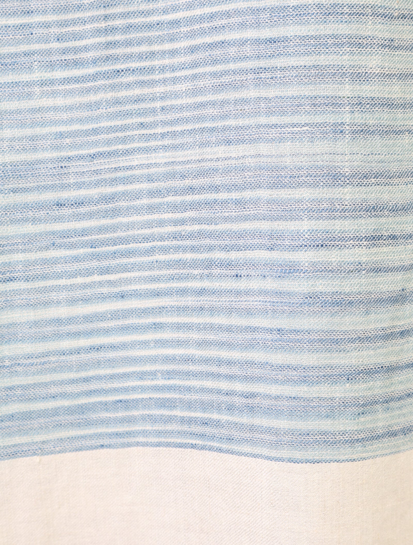 Ivory Base Blue Striped Handwoven Cashmere Pashmina Scarf