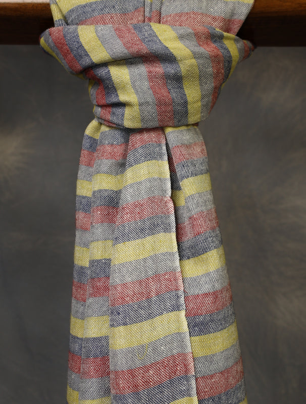 Multicolor Striped Handwoven Cashmere Pashmina Scarf