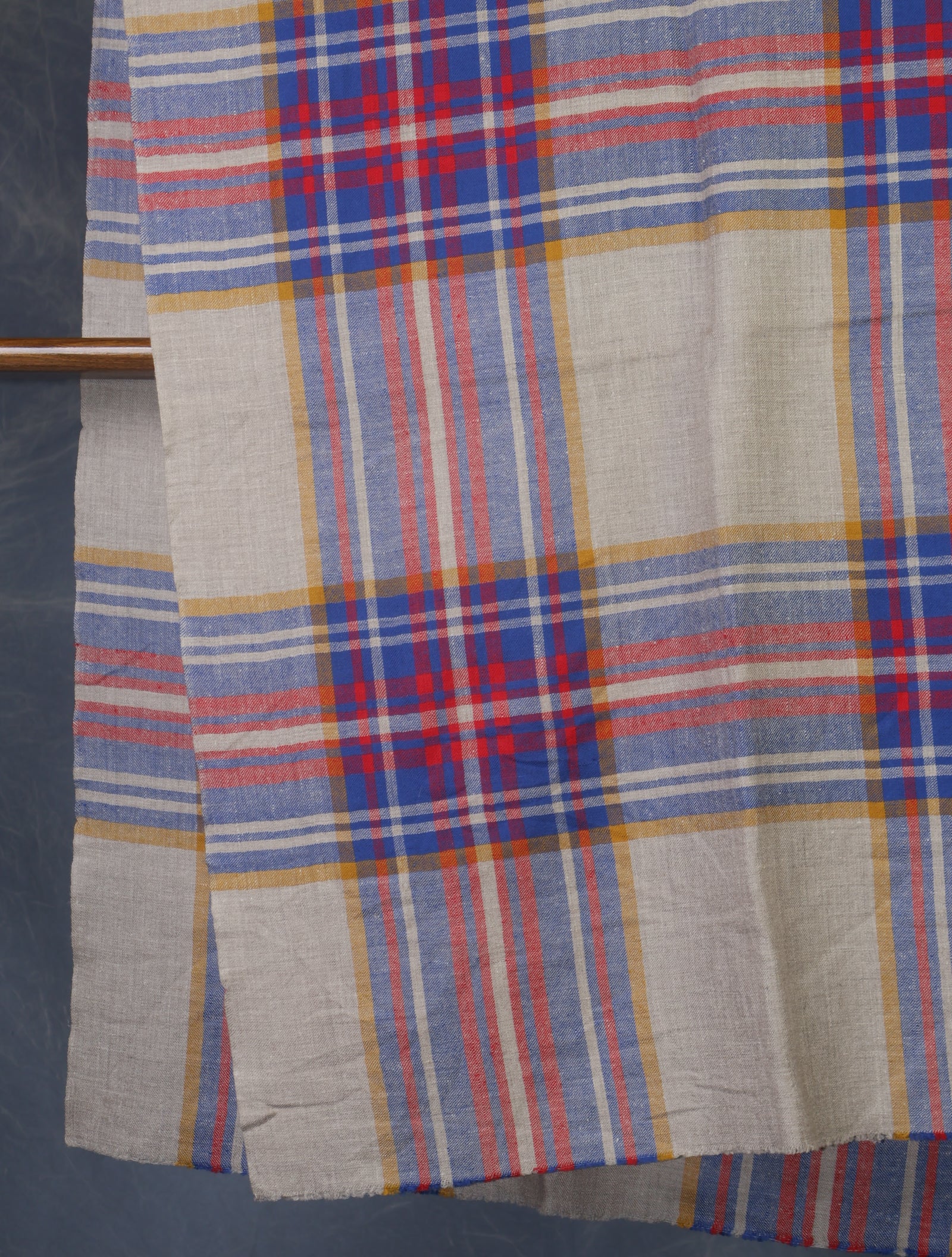 Ivory and Pink Checked handwoven Cashmere Pashmina Shawl