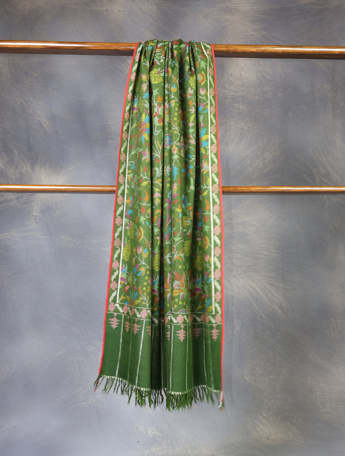 Green Kani floral Pashmina Shawl