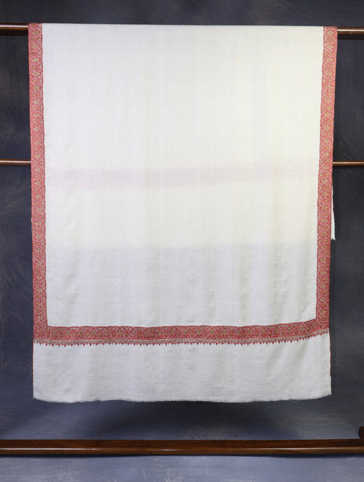 Ivory Base Big Border Embroidery Cashmere Pashmina Shawl
