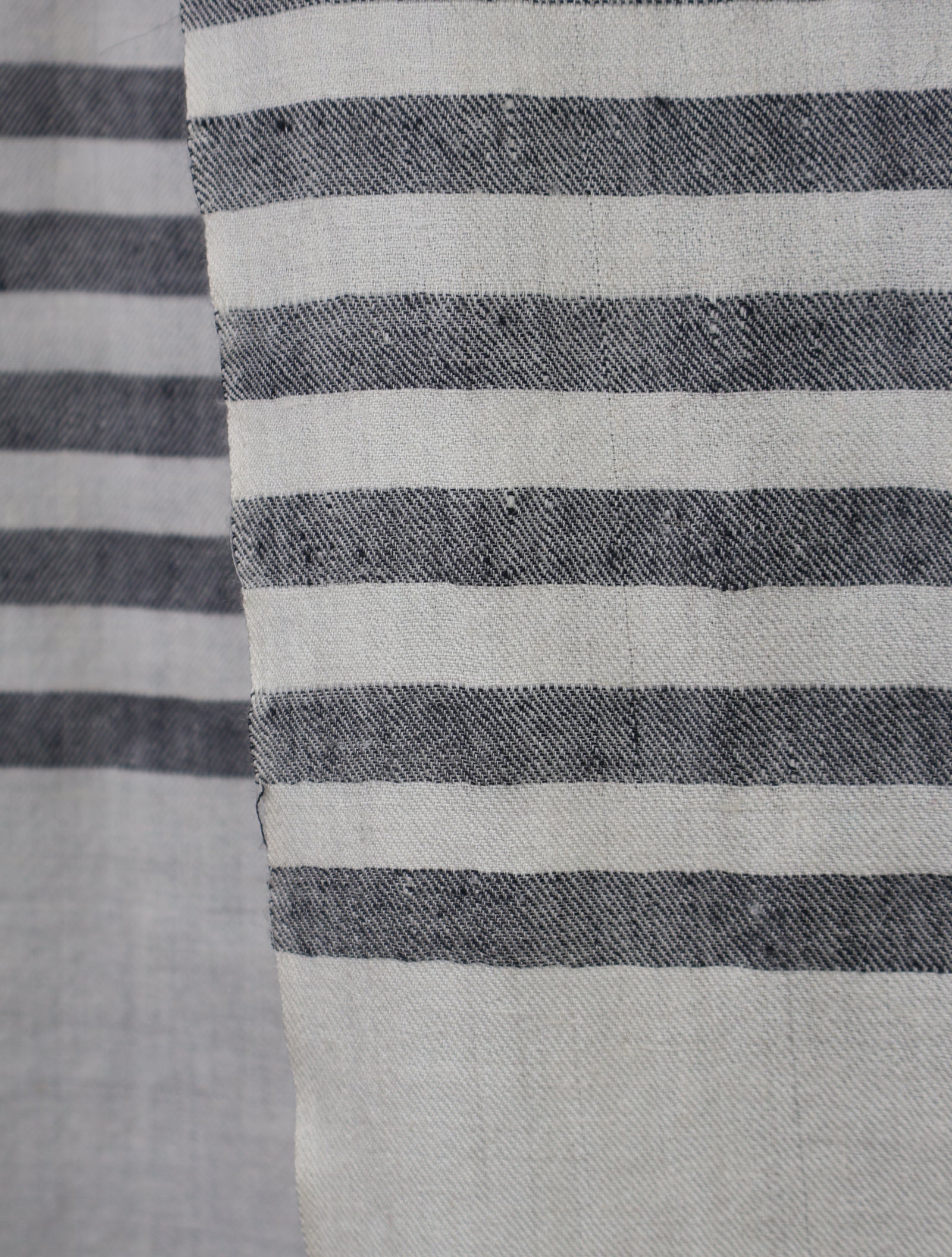 Ivory and Black Striped Handwoven Cashmere Pashmina Shawl