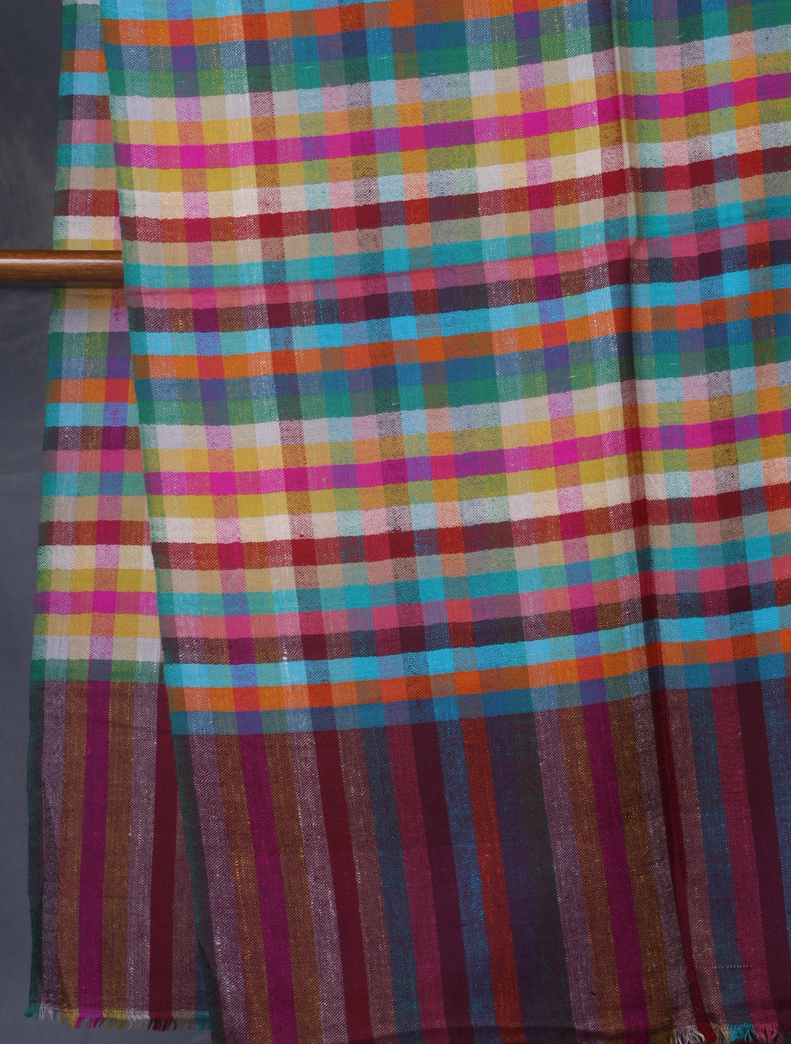 Multi Color Check handwoven Cashmere Pashmina Scarf