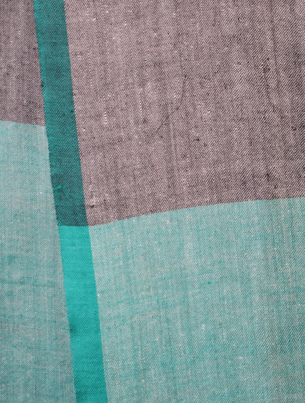 Black Base and Green Border Handwoven Cashmere Pashmina Shawl