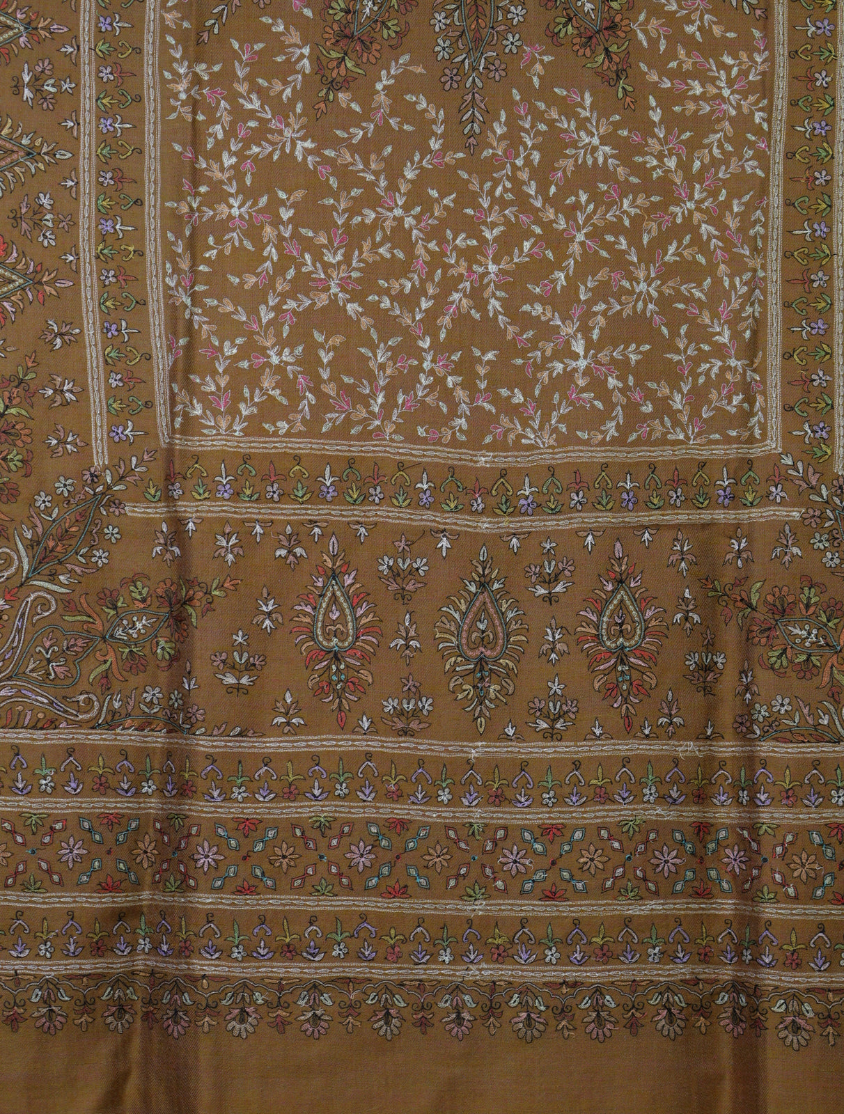 Pink And Mustard Reversible Multicolor Kalamkari Pashmina Shawl
