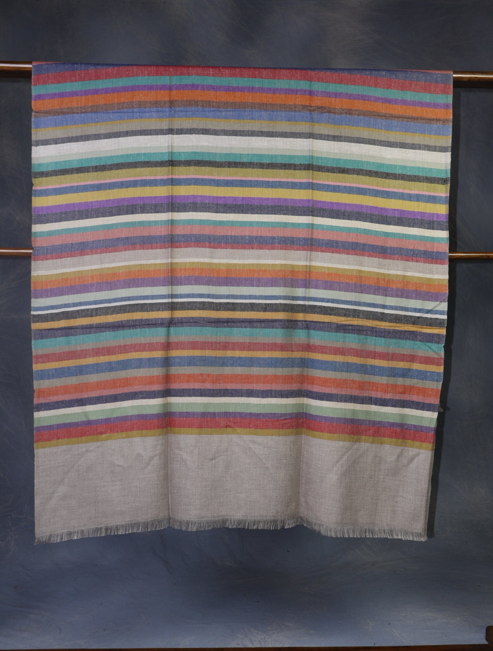 Natural Striped handwoven Cashmere Pashmina Shawl