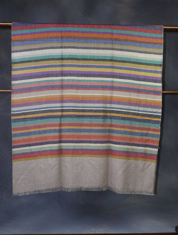 Natural Striped handwoven Cashmere Pashmina Shawl