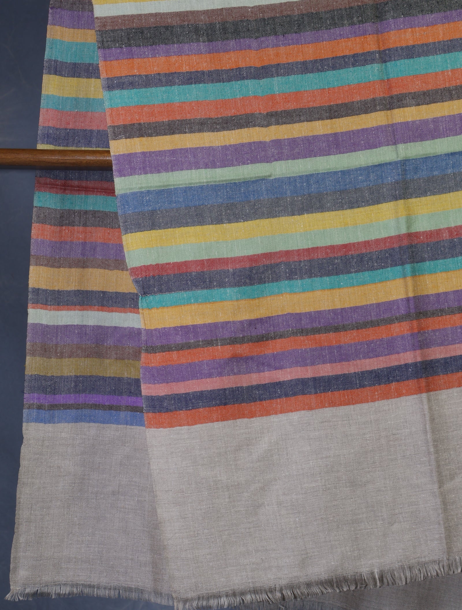 Natural Multicolor Striped handwoven Cashmere Pashmina Shawl