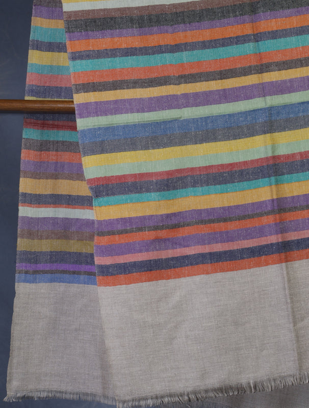Natural Multicolor Striped handwoven Cashmere Pashmina Shawl