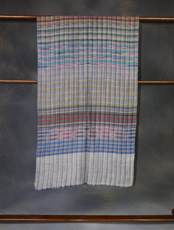 Multi Color Checked Handwoven Cashmere Pashmina Scarf