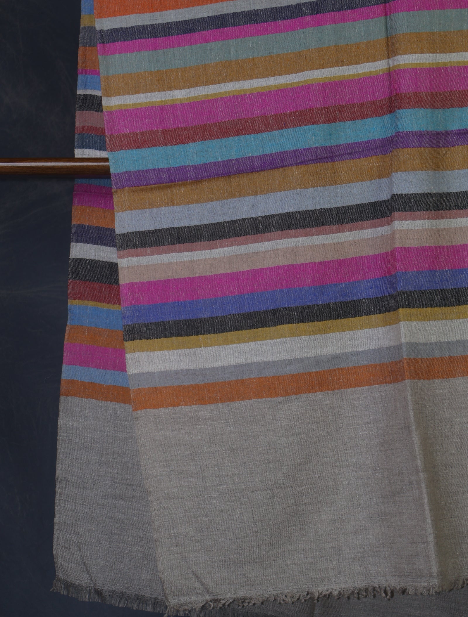 Natural Striped handwoven Cashmere Pashmina Shawl