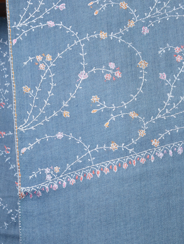 Triple Dye  Jali Sozni Embroidery Shawl