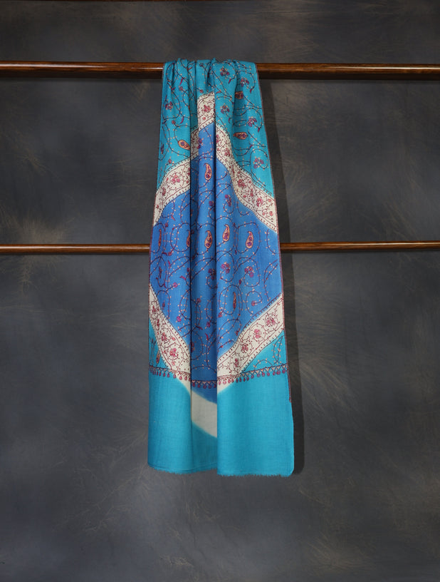 Triple Dye Jali Sozni Embroidery Stole