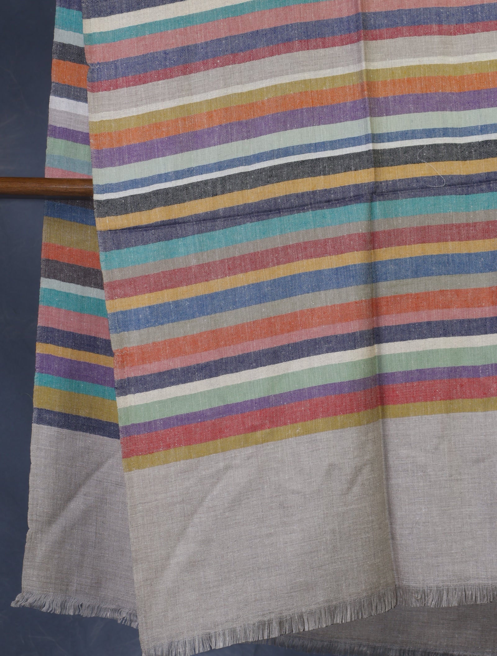 Natural Striped handwoven Cashmere Pashmina Shawl