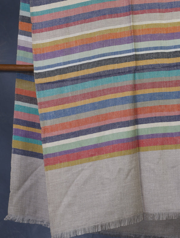 Natural Striped handwoven Cashmere Pashmina Shawl