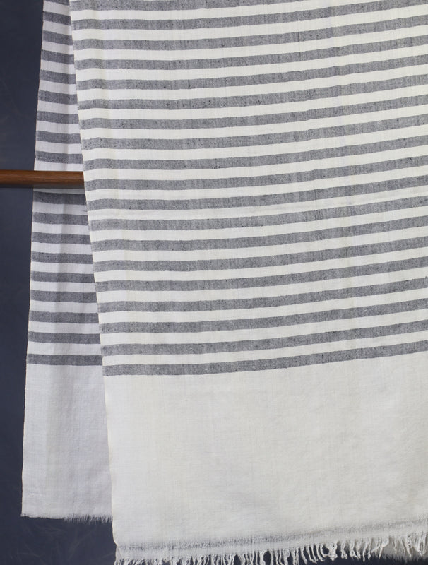 Ivory Striped handwoven Cashmere Pashmina Shawl