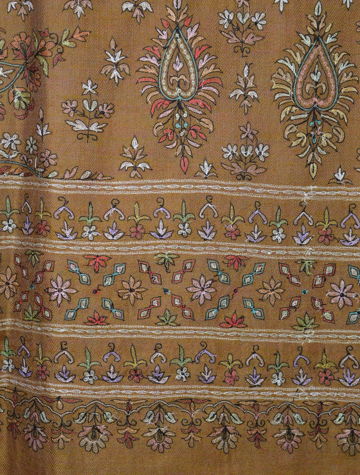 Pink And Mustard Reversible Multicolor Kalamkari Pashmina Shawl