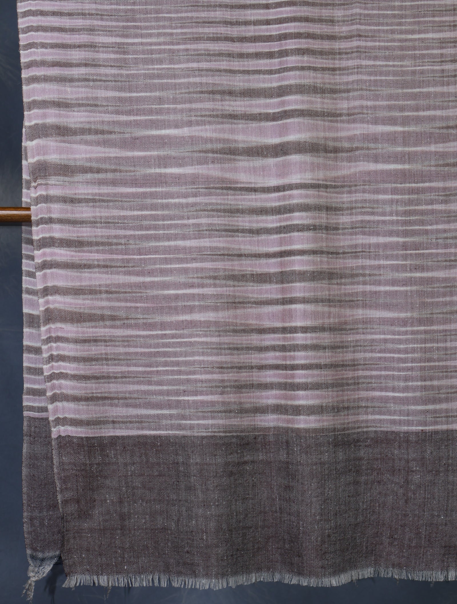 Light Pink And Brown Striped Handwoven Cashmere Pashmina Scarf