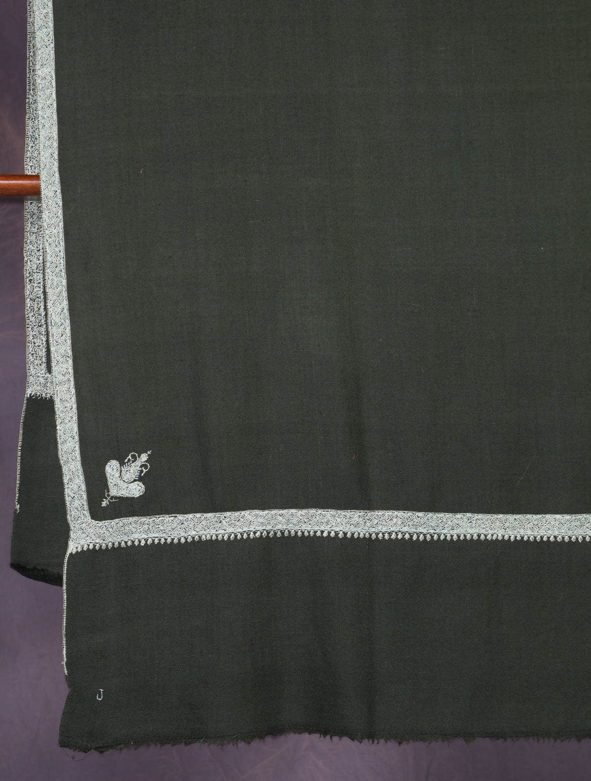 Green Base Border Embroidery Cashmere Pashmina Shawl