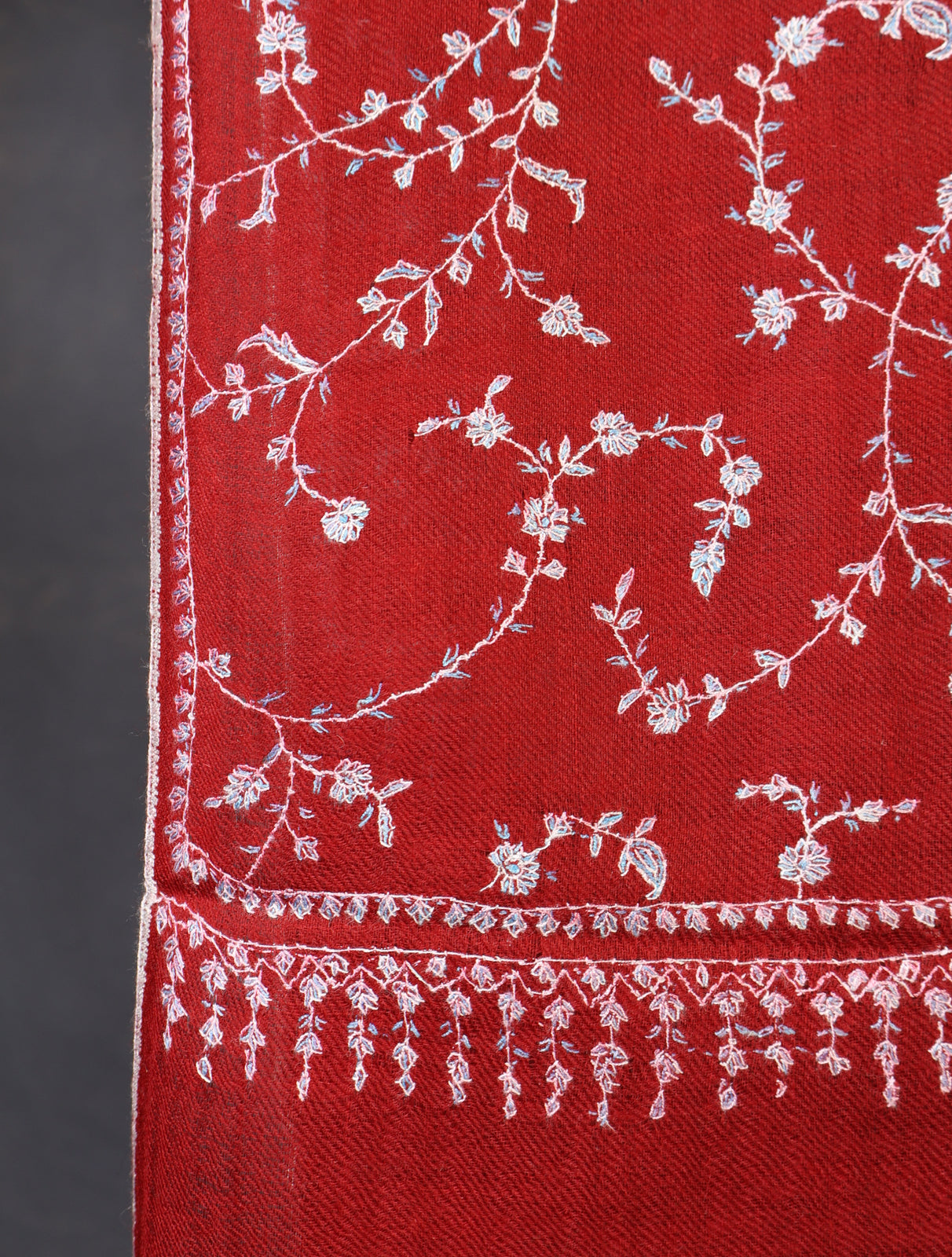 Maroon Jali Embroidery Cashmere Pashmina Scarf (Copy)