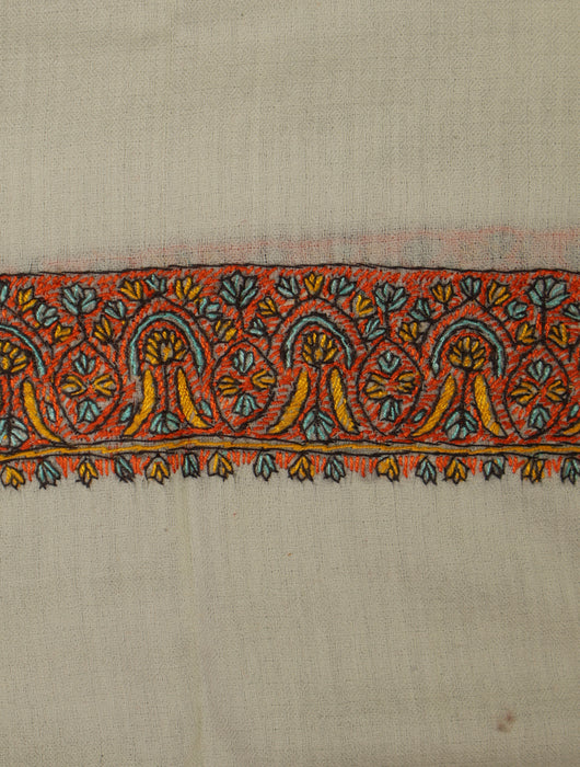 Ivory Base Mussar with brick Yellow and orange Embroidery (Copy)