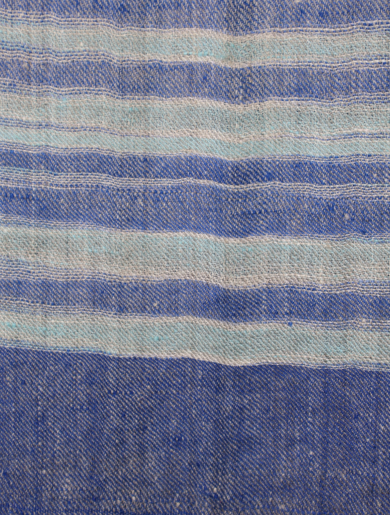 Blue Striped Handwoven Cashmere Pashmina Scarf