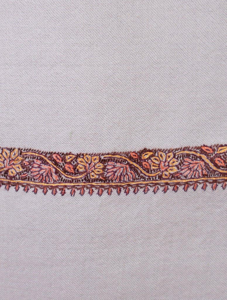 3 yard Pale Pink Base With Border Embroidery Merino Shawl