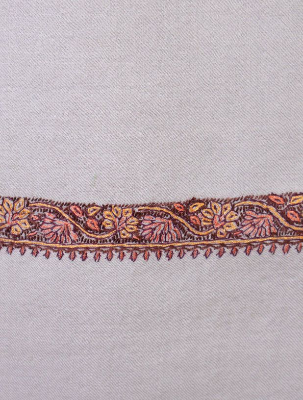 3 yard Pale Pink Base With Border Embroidery Merino Shawl